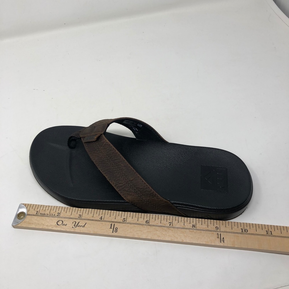 Reef Cushion Phantom LE Flip Flops Mens Size 8 Brown Black Leather Thong Sandals - Picture 10 of 10